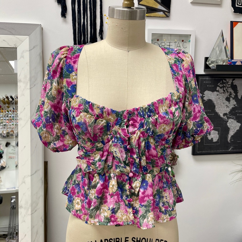 ASTR | Pink floral top bra corset top